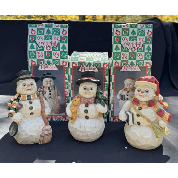 3 VINTAGE 1999 Christmas Snowman Figurines HOLIDAY COLLECTION World Bazaar -Ch8 - Picture 3 of 10